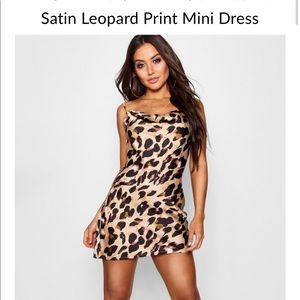 Satin leopard print dress